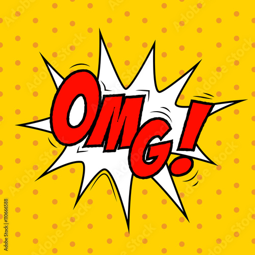 Omg. Pop art  style phrase. Design element in vector for logo, l