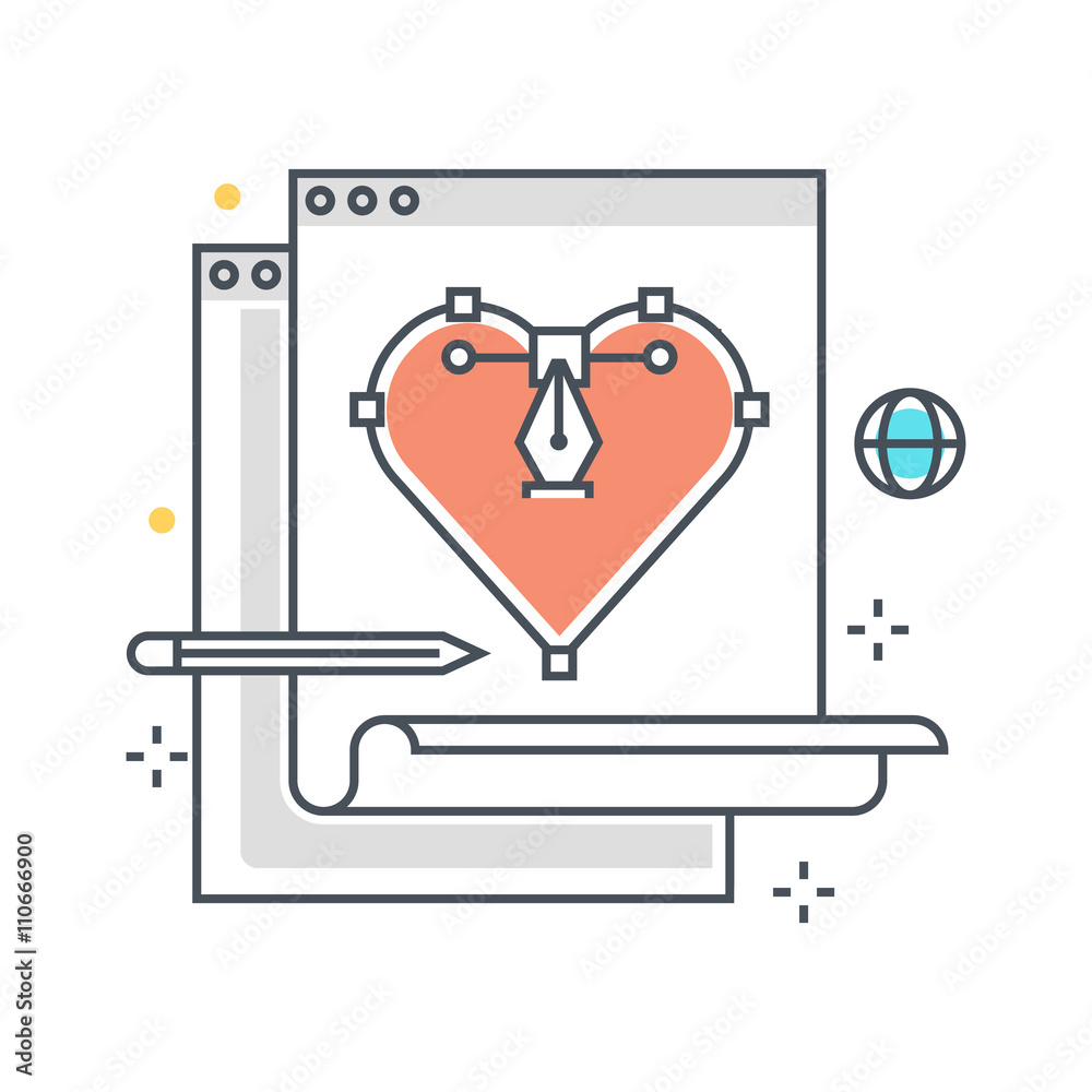 Color line, user experience concept illustration, icon Color line, user experience concept illustration, icon