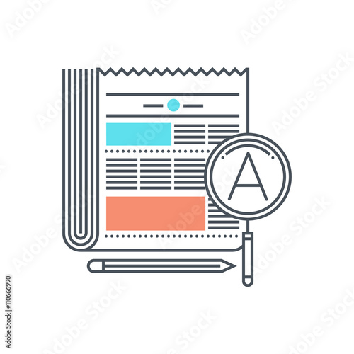 Color line, newspaper concept illustration, icon