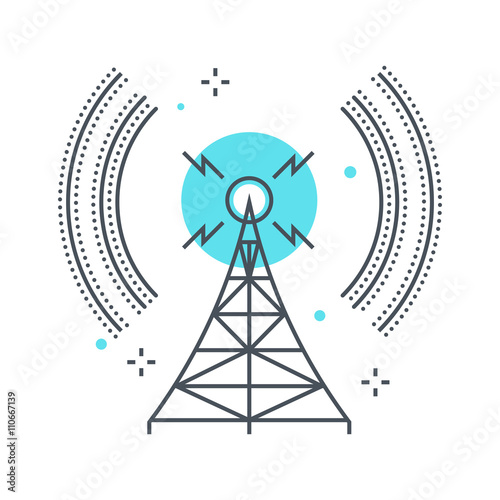 Color line, broadcasting concept illustration, icon