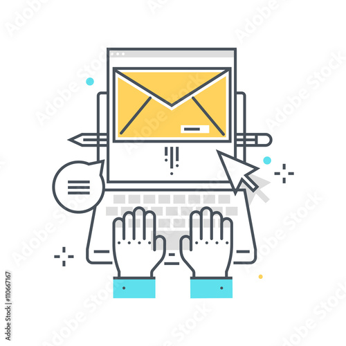 Color line, email concept illustration, icon