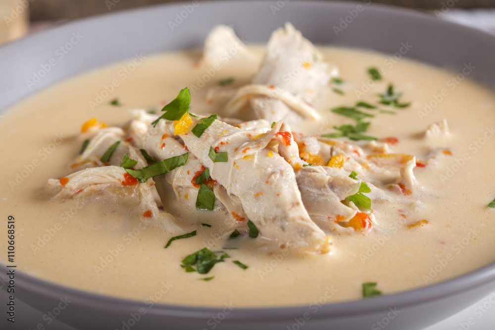 Romanian chicken soup named Ciorba Radauteana Romanian chicken soup named Ciorba Radauteana