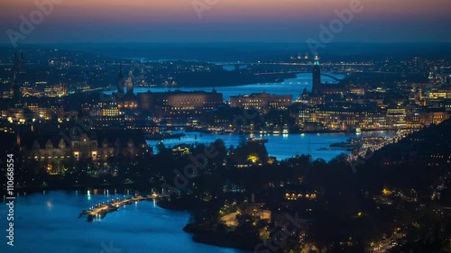 View of Stockholm from Kaknastornet. Time lapse photo