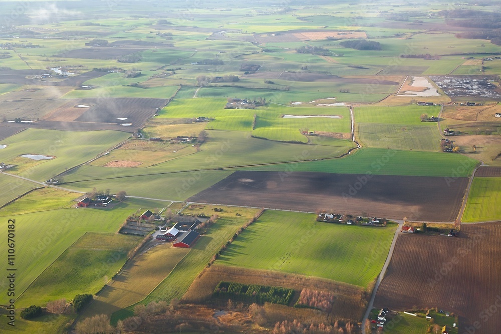 Fotografie Cultivated Fileds from above