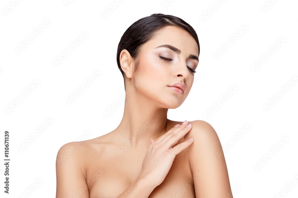 Young brunette woman with beautiful clean skin Young brunette woman with beautiful clean skin