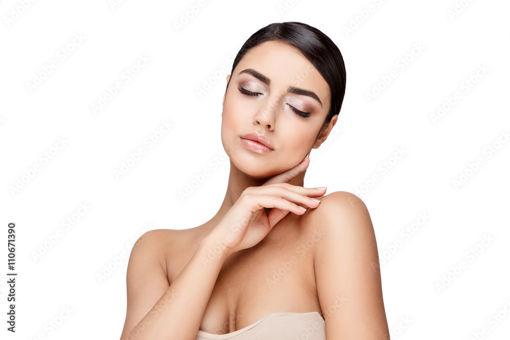 Young brunette woman with beautiful clean skin Young brunette woman with beautiful clean skin