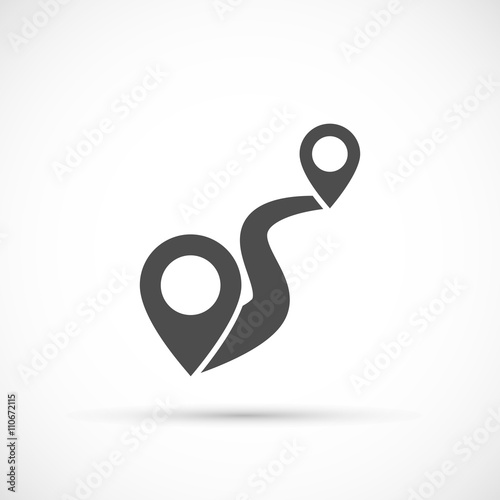 Road with pin pointer icon