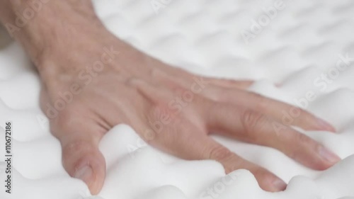 Memory foam peak and valley mattress slow motion 1080p HD video - Orthopedic exaggerated peak and valley design memory foam mattress inspection texture tilting 1920X1080 FullHD slow-mo footage 