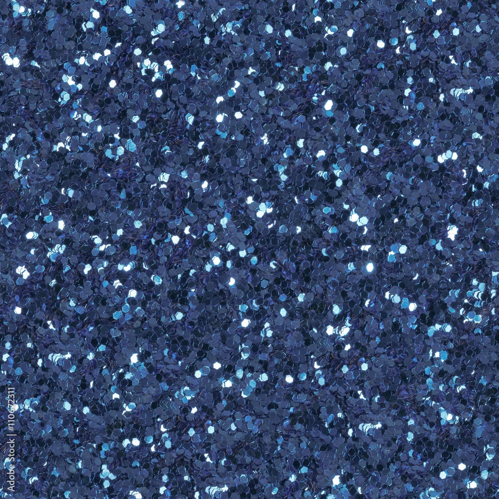 Texture from blue glitter. Low contrast photo. Seamless square texture. Tile ready.