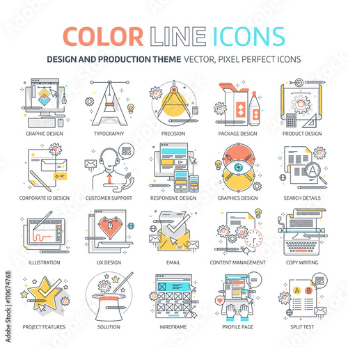 Color line, design concept illustrations, icons