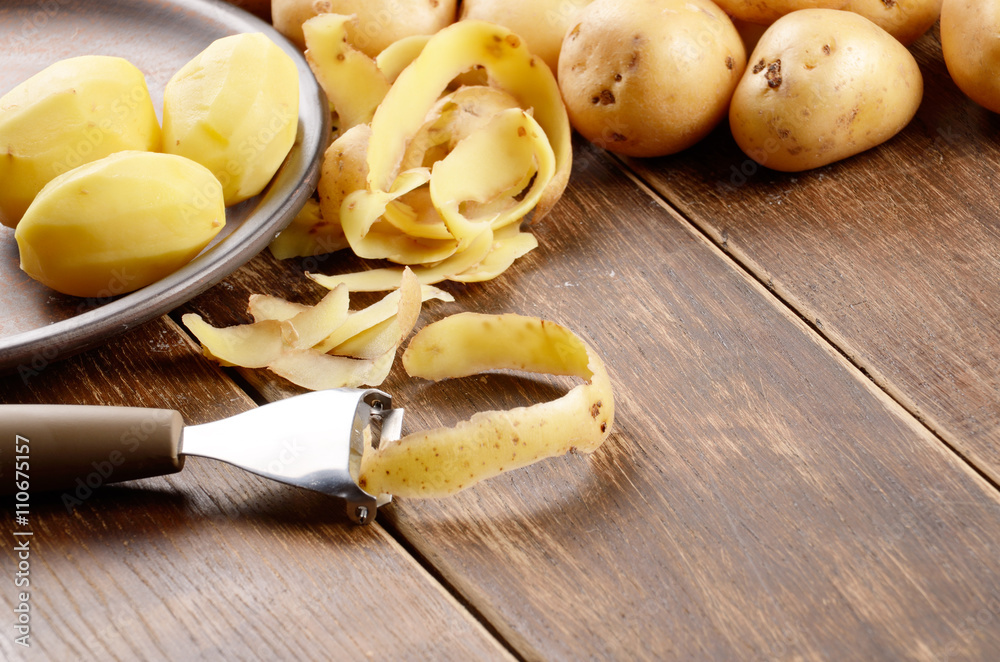 Peeling potatoes