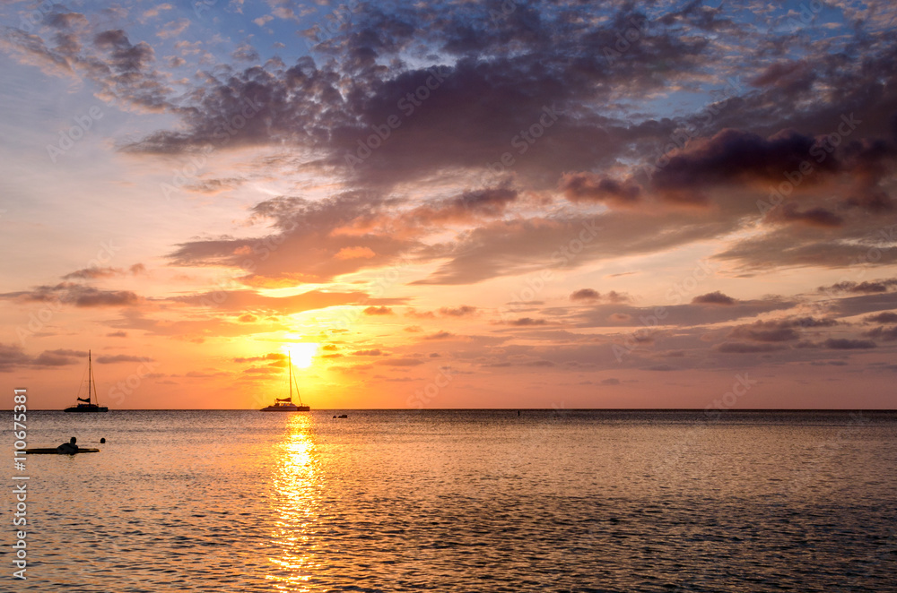 Beautiful Seascape in Grand Cayman at Sunset