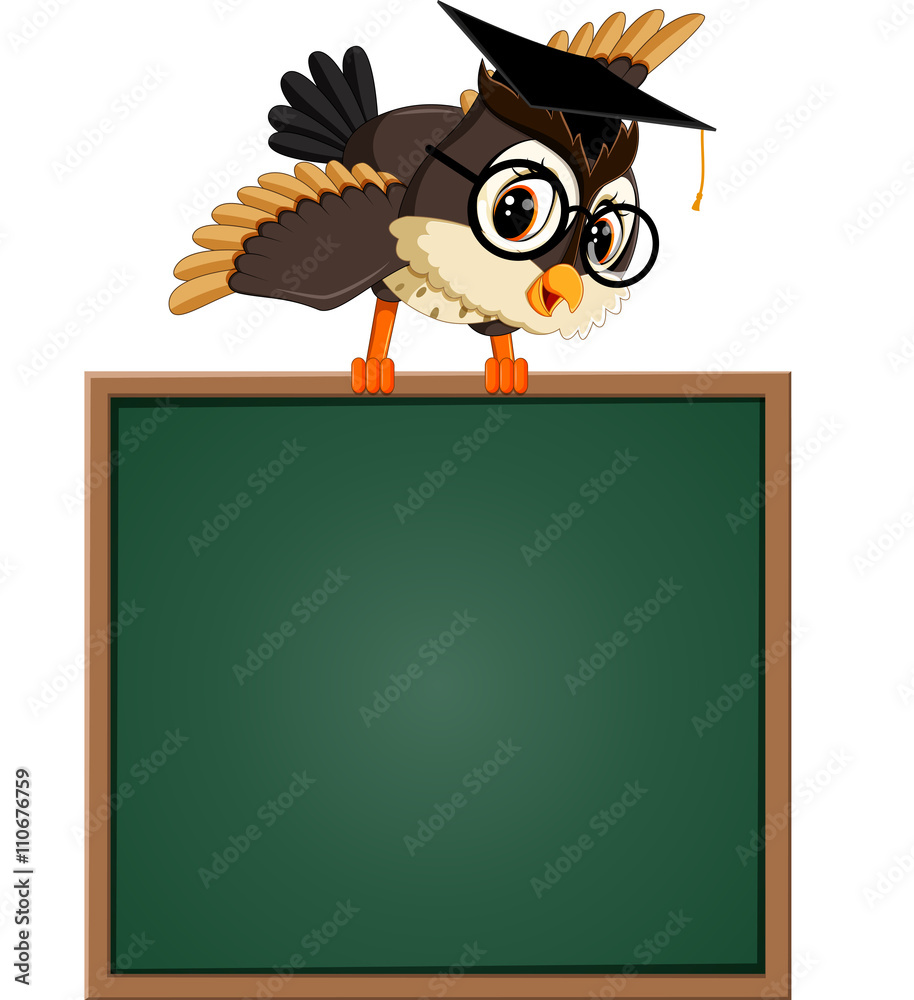 Obraz premium illustration of Owl teacher at blackboard