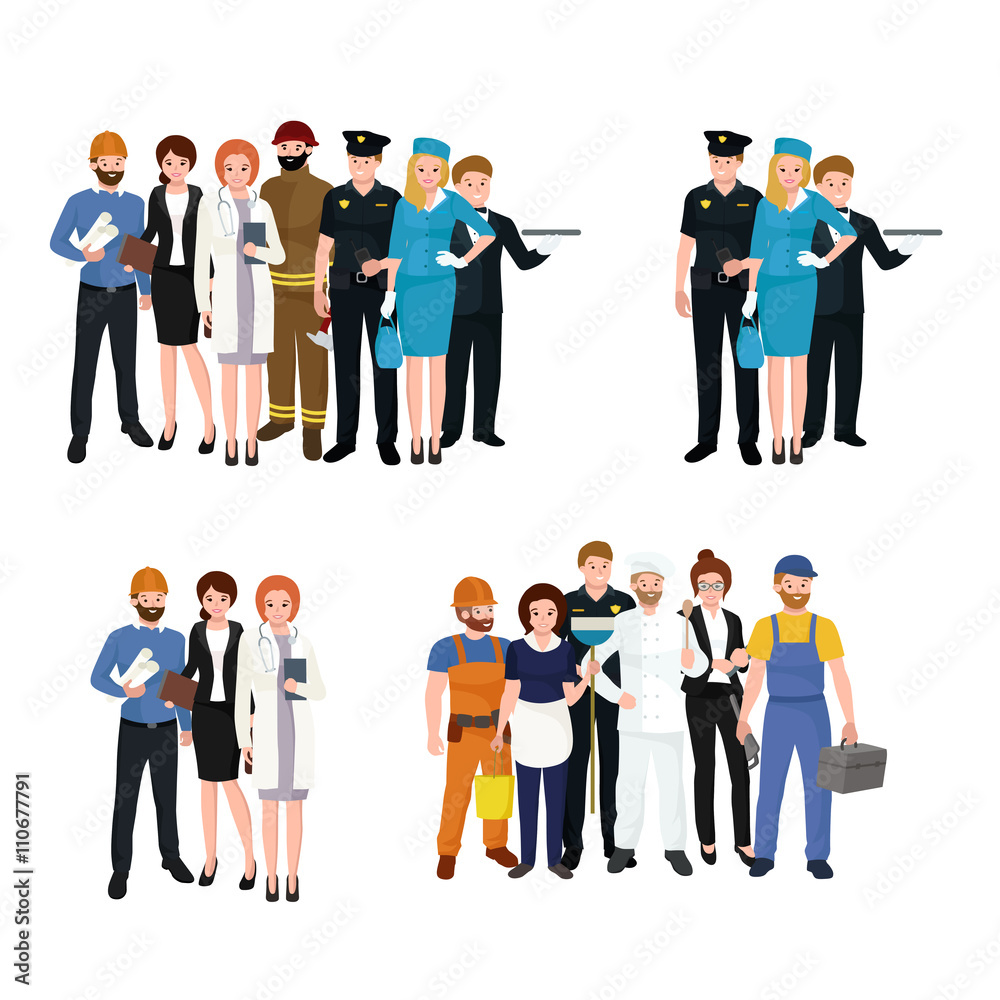 People different profession. Man and woman vector illustration set