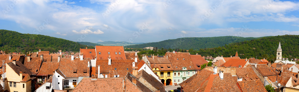Sighisoara - Aerial view of the old city Sighisoara - Aerial view of the old city