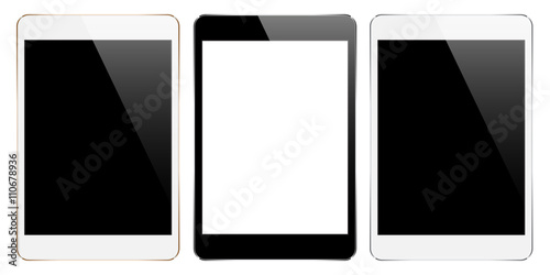 mock up tablet collection set isolated on white vector design