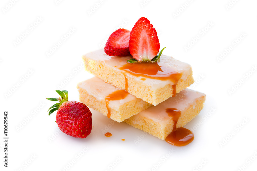 Homemade strawberry cake isolated on white. Homemade strawberry cake isolated on white.