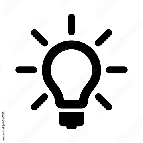 idea bulb icon black on white background