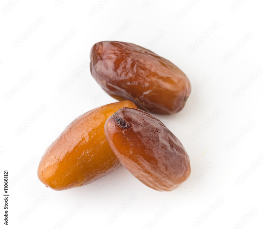 Big dates isolated on white background. Top vew. Big dates isolated on white background. Top vew.