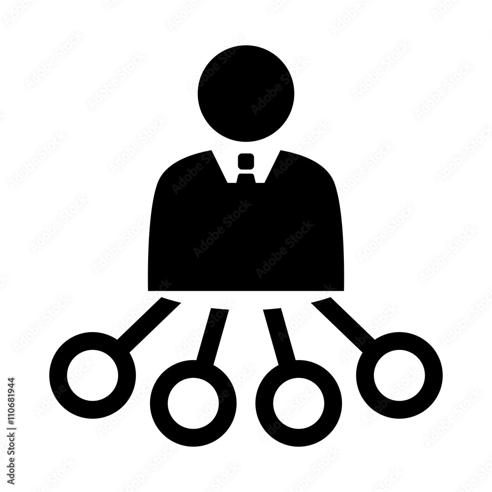 businessman teamwork management icon black on white background