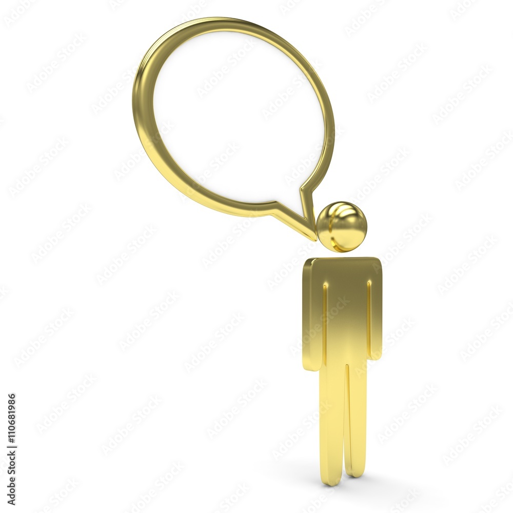3d man with talk bubbles isolated over a white background. 3d rendering.