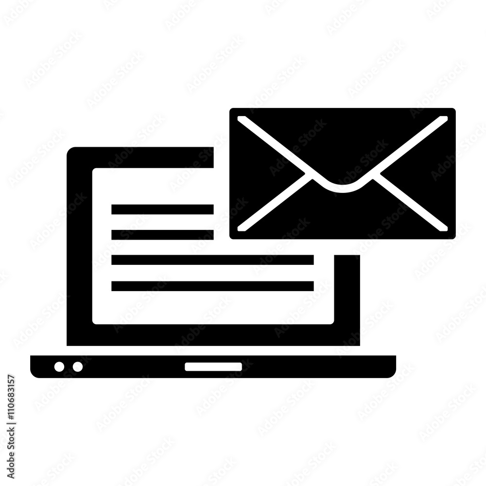 computer send receive email icon black on white background computer send receive email icon black on white background