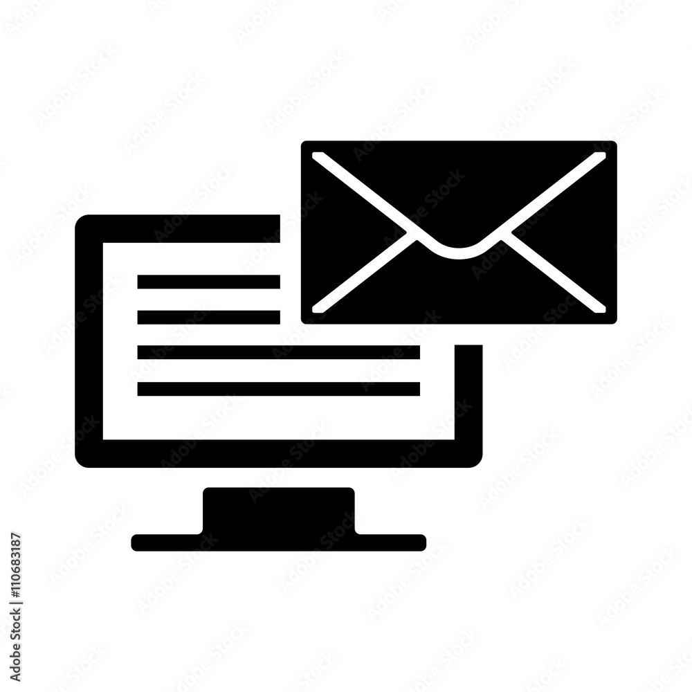 computer send receive email icon black on white background computer send receive email icon black on white background