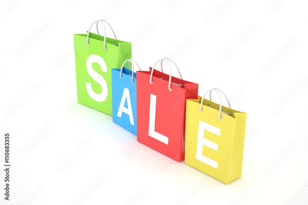 sale written on shopping bag. 3d rendering. sale written on shopping bag. 3d rendering.