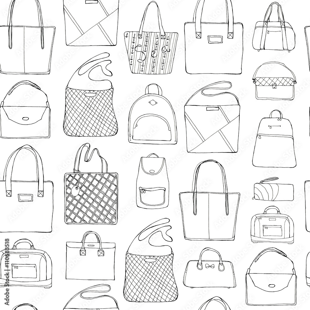 Vector, isolated, female bag sketch, hand drawn posters for the wall •  posters luxury, clothing, style | myloview.com