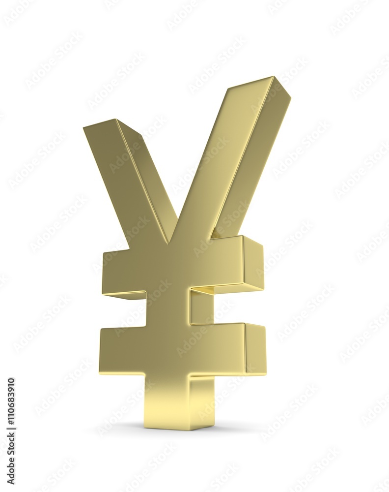 Isolated golden yen yuan sign on white background. Chinese japanese currency. Concept of investment, asian market, savings. Power, luxury and wealth. 3D rendering. Isolated golden yen yuan sign on white background. Chinese japanese currency. Concept of investment, asian market, savings. Power, luxury and wealth. 3D rendering.