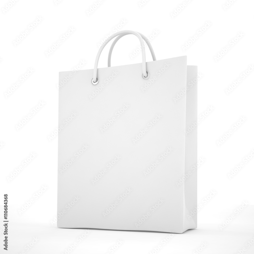 Paper Shopping Bag isolated on white background. 3d rendering. Paper Shopping Bag isolated on white background. 3d rendering.