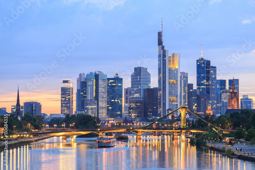 view of Frankfurt am Main skyline at dusk © pigprox