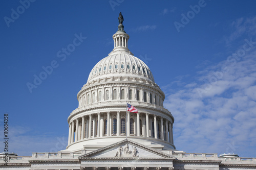 dome of Capitol Washington DC closeup in sunny day