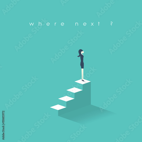 Businesswoman new opportunities concept. Business women career growth on corporate ladder. 
