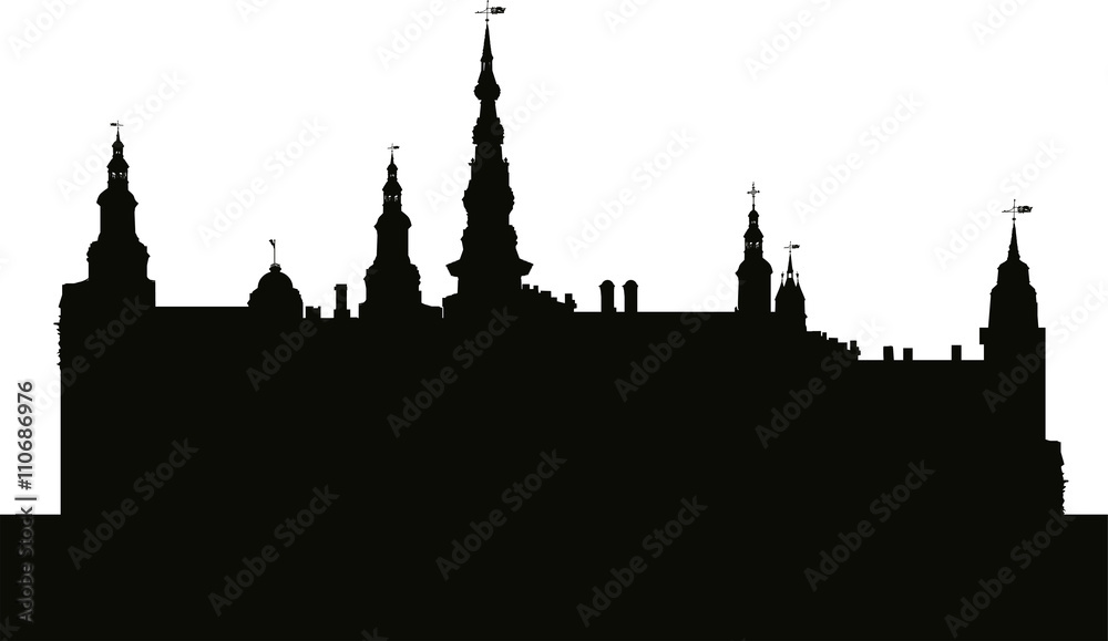 large castle silhouette isolated on white