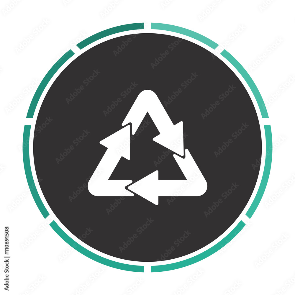 Recycle Simple flat white vector pictogram on black circle. Illustration icon Recycle Simple flat white vector pictogram on black circle. Illustration icon
