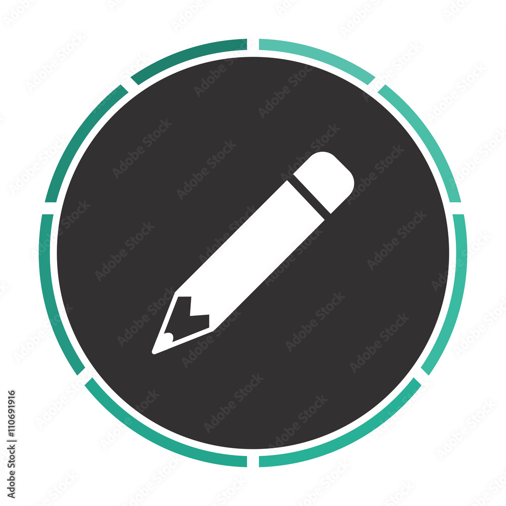 Pencil Simple flat white vector pictogram on black circle. Illustration icon Pencil Simple flat white vector pictogram on black circle. Illustration icon