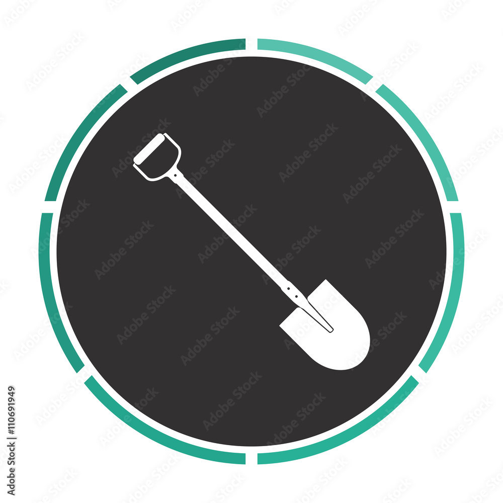 Shovel Simple flat white vector pictogram on black circle. Illustration icon Shovel Simple flat white vector pictogram on black circle. Illustration icon