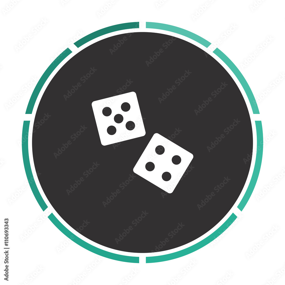 game dice Simple flat white vector pictogram on black circle. Illustration icon game dice Simple flat white vector pictogram on black circle. Illustration icon