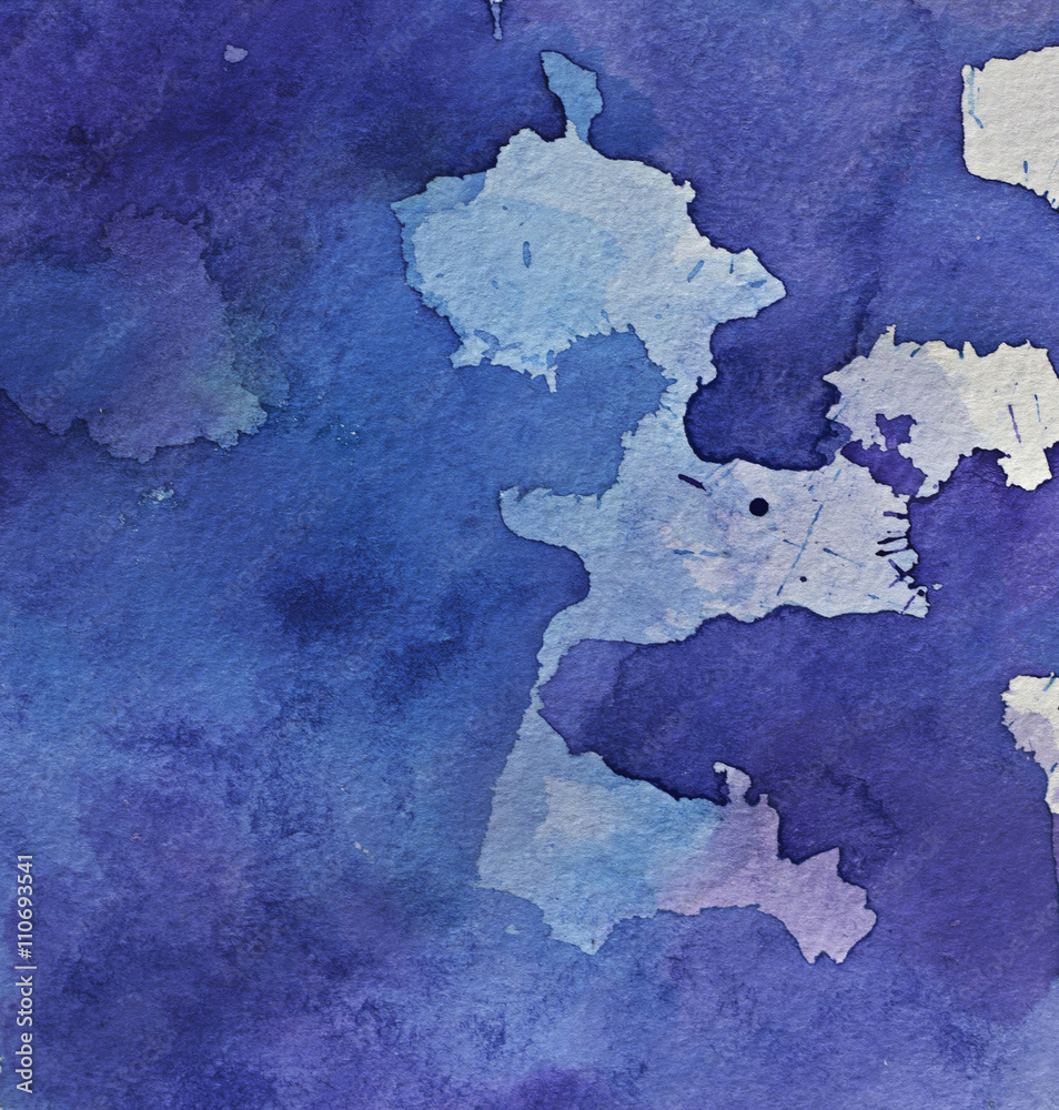 Blue watercolor abstract background on paper texture. Lilac, purple and blue aquarelle stains. Blue watercolor abstract background on paper texture. Lilac, purple and blue aquarelle stains.