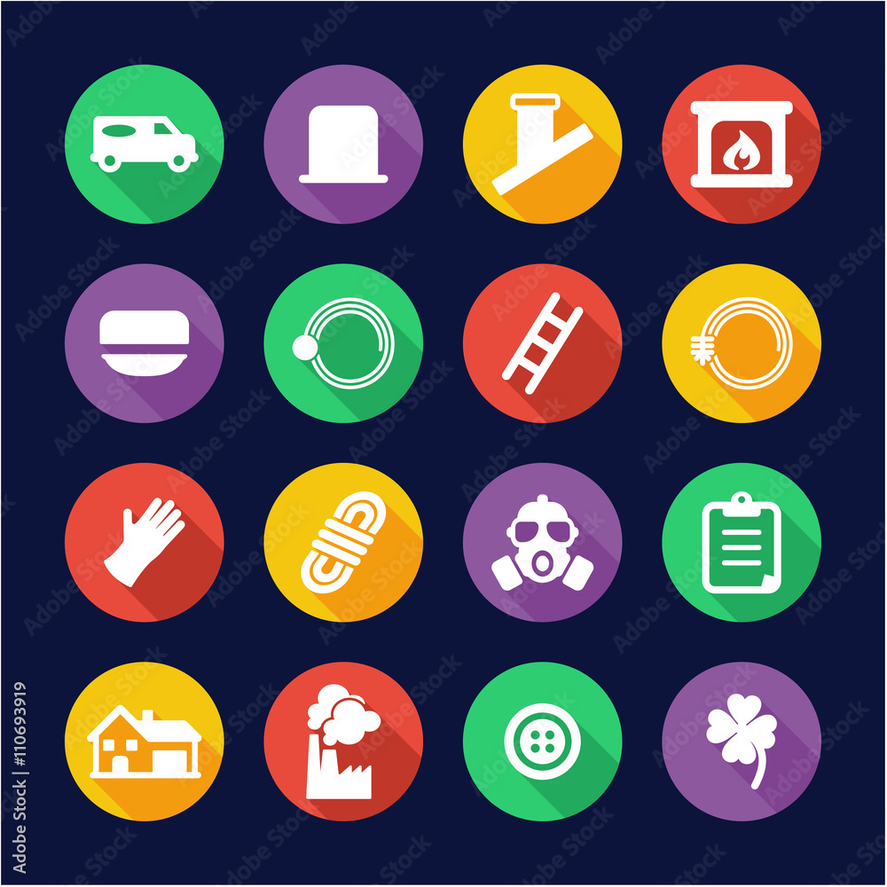Chimney Sweeper Icons Flat Design Circle Chimney Sweeper Icons Flat Design Circle