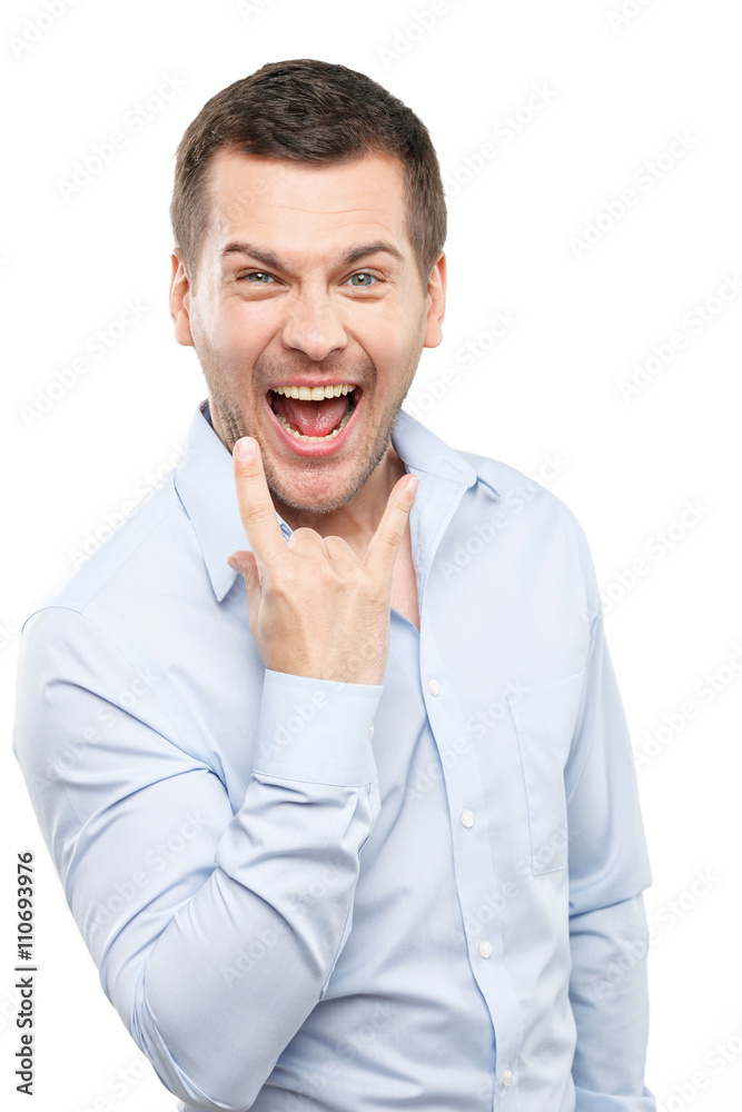 Attractive guy is expressing his coolness Attractive guy is expressing his coolness