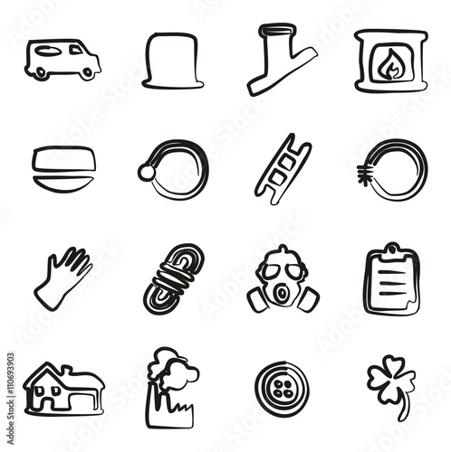 Chimney Sweeper Icons Freehand 