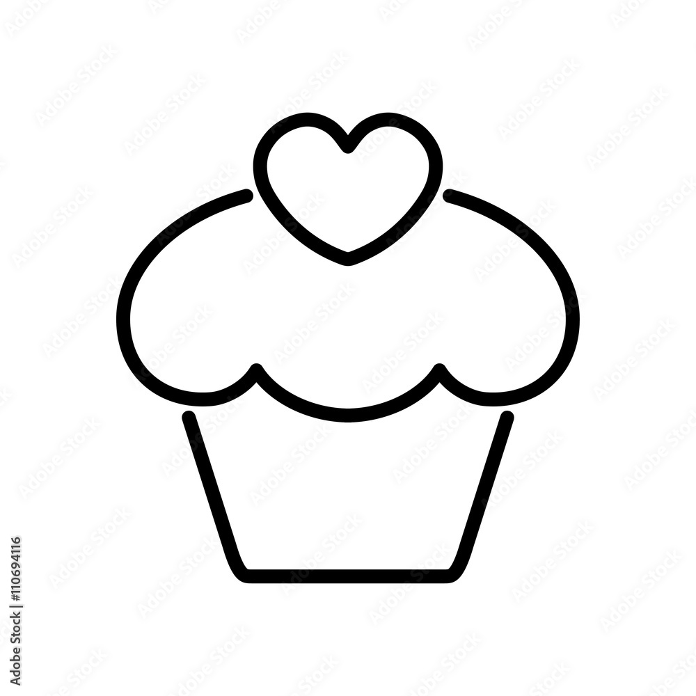cake heart love thin line icon cake heart love thin line icon