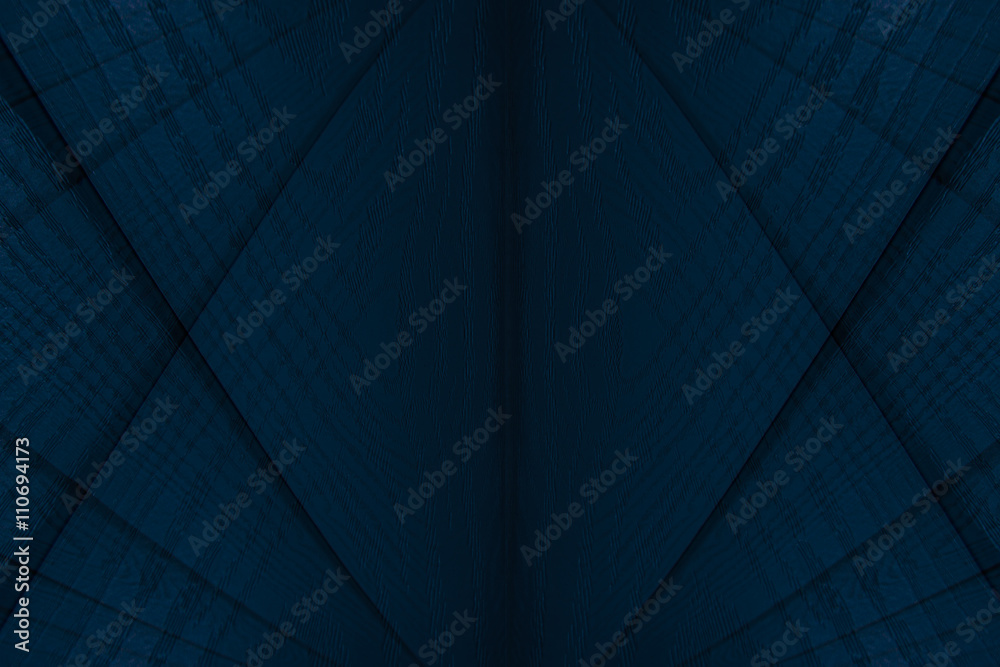Fototapeta premium Abstract modern background of the wooden planks. Abstract minimalistic pattern intersecting strips. Deep blue background.