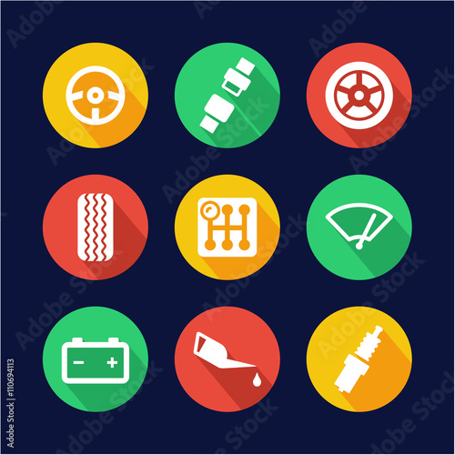 Car Icons Flat Design Circle