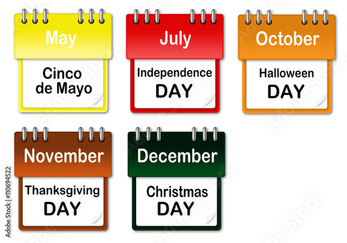 Calendar - May through December Holidays