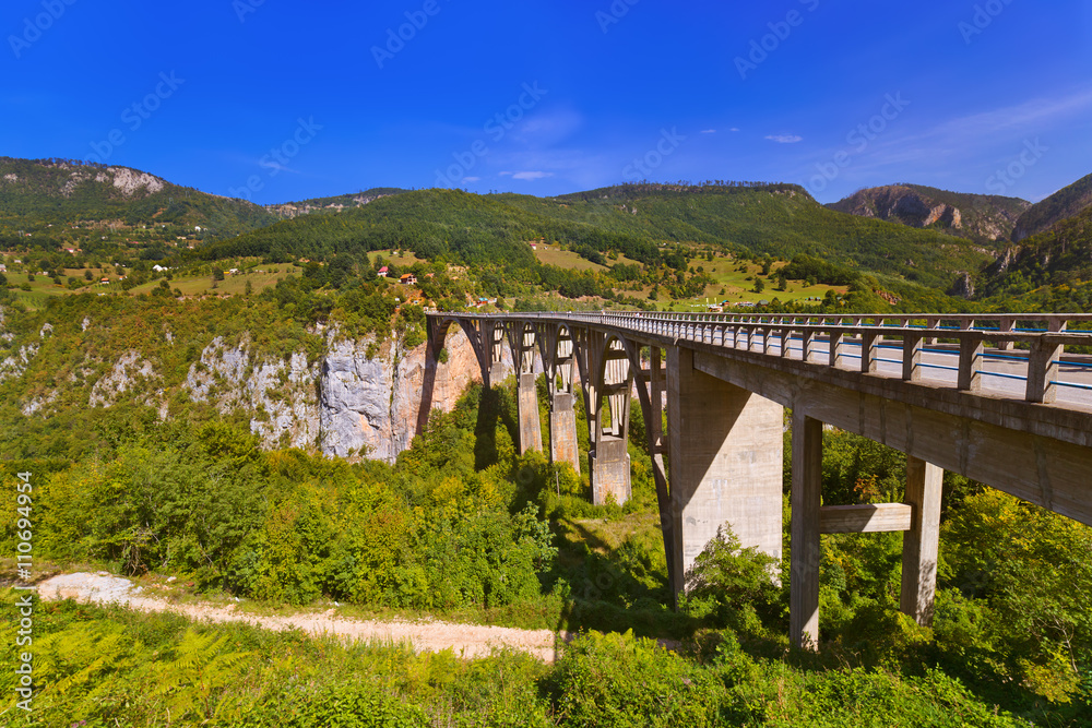 Bridge Durdevica in River Tara canyon - Montenegro Bridge Durdevica in River Tara canyon - Montenegro