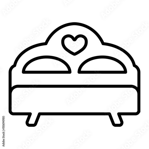 bed with heart love sex thin line icon