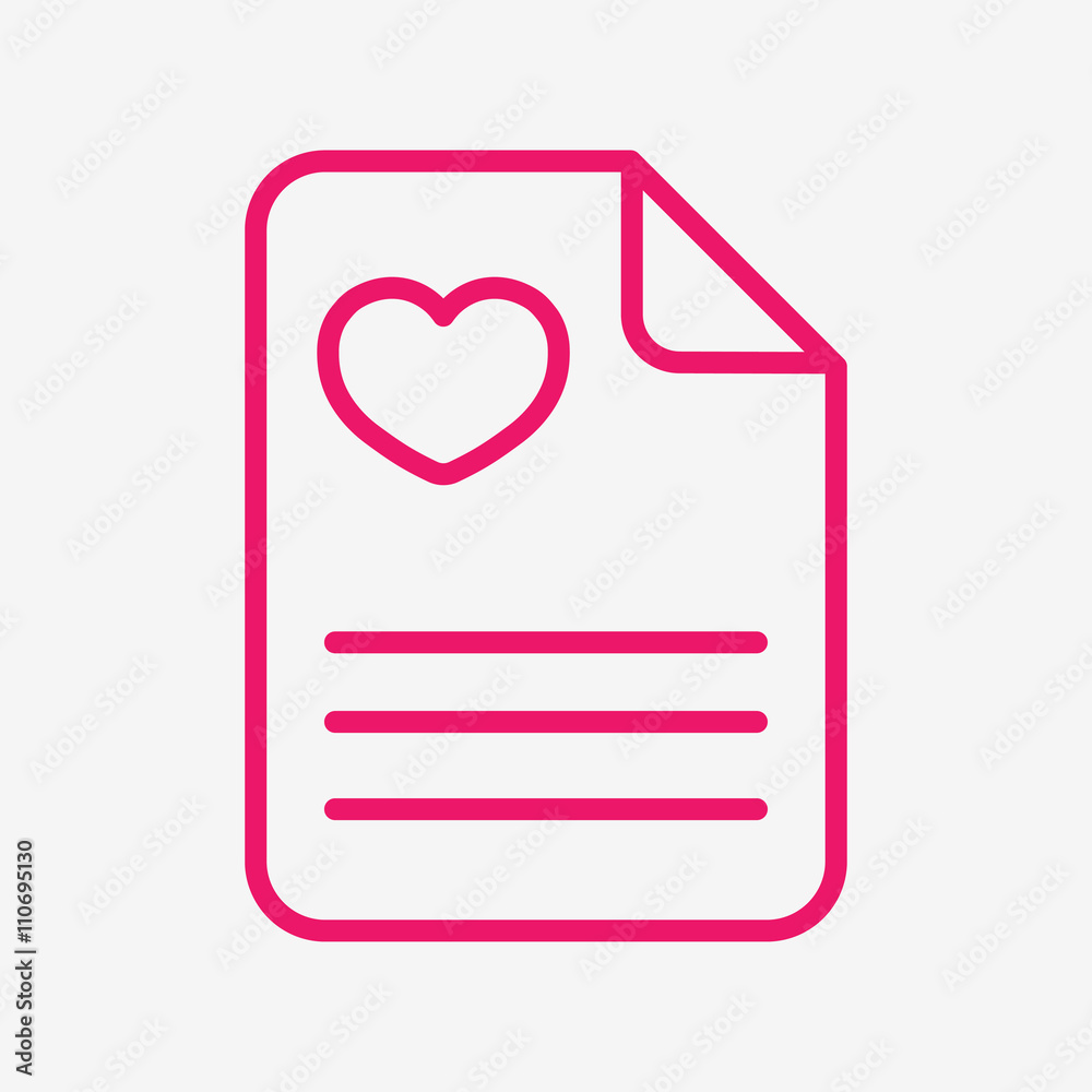 love letter postcard romantic valentine card thin line icon love letter postcard romantic valentine card thin line icon